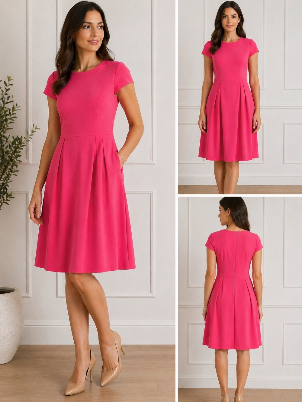 Andrew Marc New York Pink Short-Sleeve A-Line Dress
